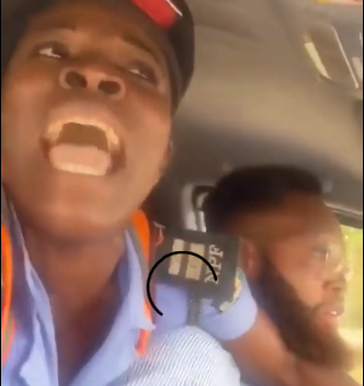 "Help me" Policewoman cries out as a driver zooms off with her in his car after she entered 