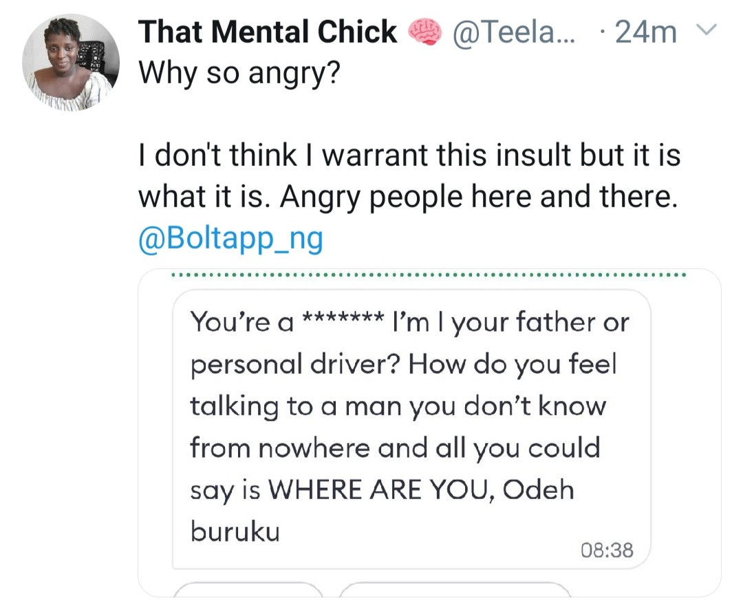Woman shares rude message a cab driver sent to her after she asked "where are you?"