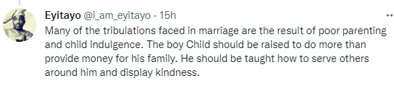 Sometimes parents unknowingly contribute to their children?s marital stress - Twitter user writes
