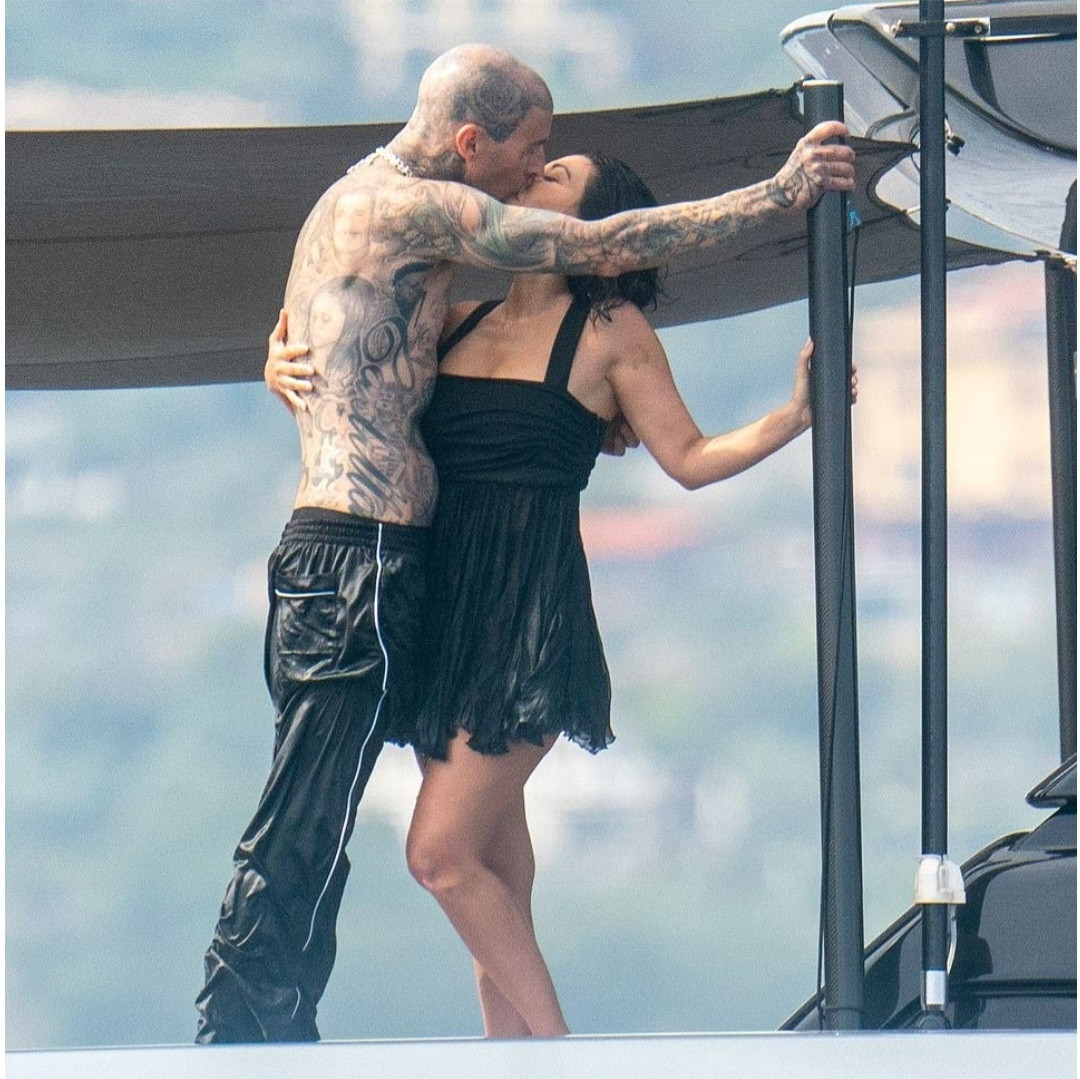Kourtney Kardashian and Travis Barker enjoy romantic day on luxury yacht as they honeymoon in Italy
