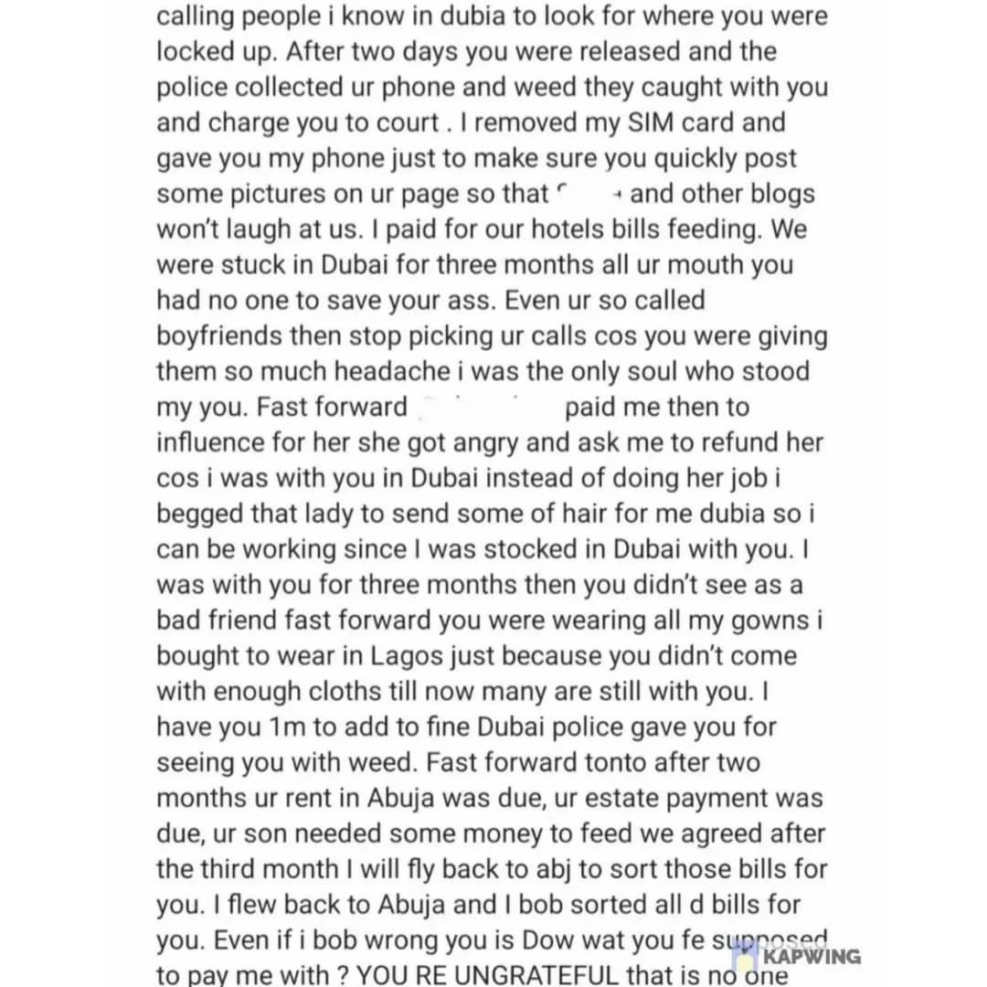 Tonto Dikeh counters Bobrisky