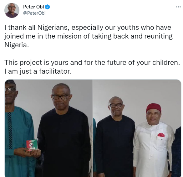 Peter Obi joins Labour party after dumping PDP