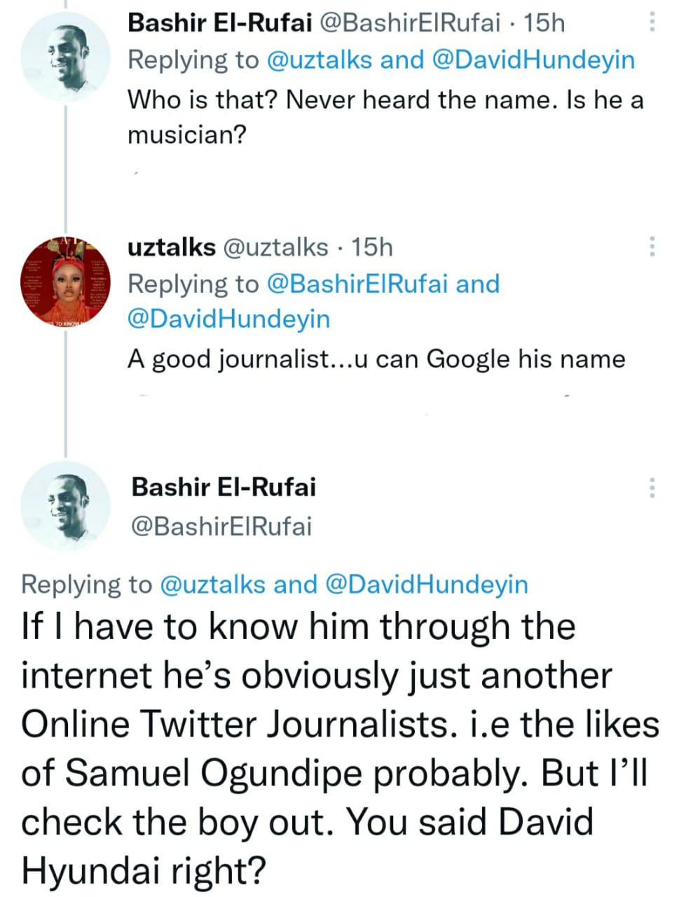 Journalist David Hundeyin drags Bashir El-Rufai after he said he doesn