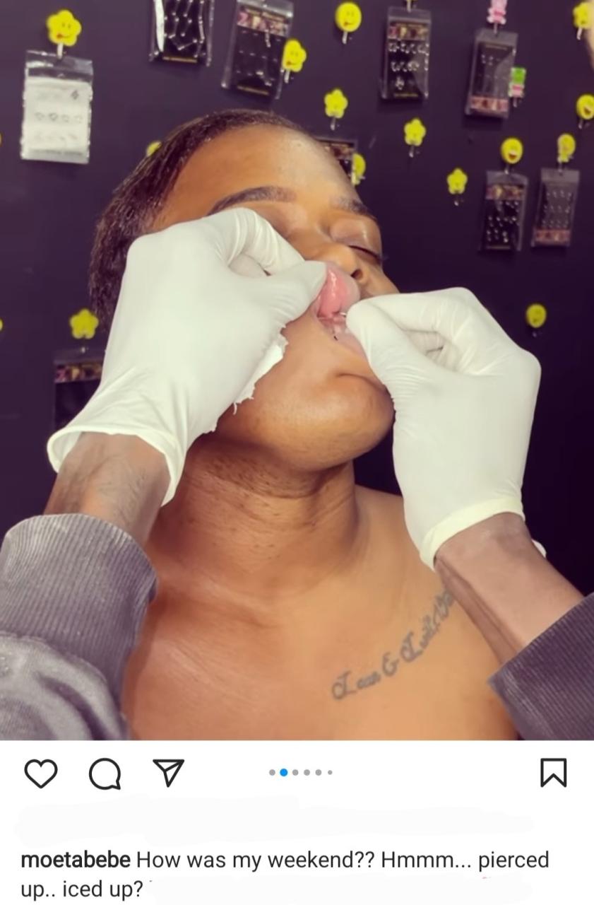 Moet Abebe shows off the piercings she recently got (videos)