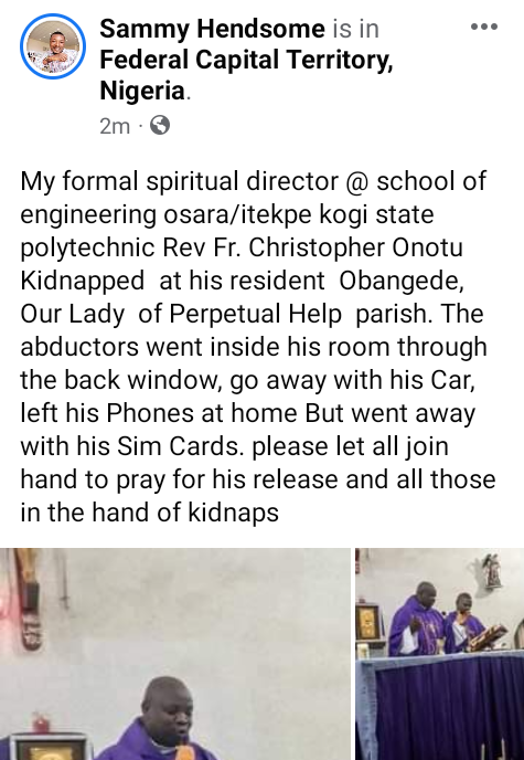 Gunmen abduct Catholic priest in Kogi 