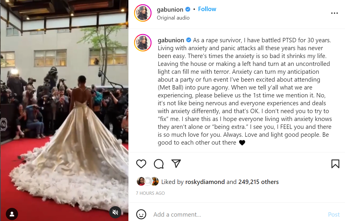 As a rape survivor, I have battled PTSD for 30 years - Gabriel Union