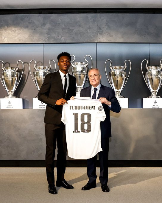 Aurelien Tchouameni unveiled as?Real Madrid player?after snubbing? Man United and Liverpool (photos)