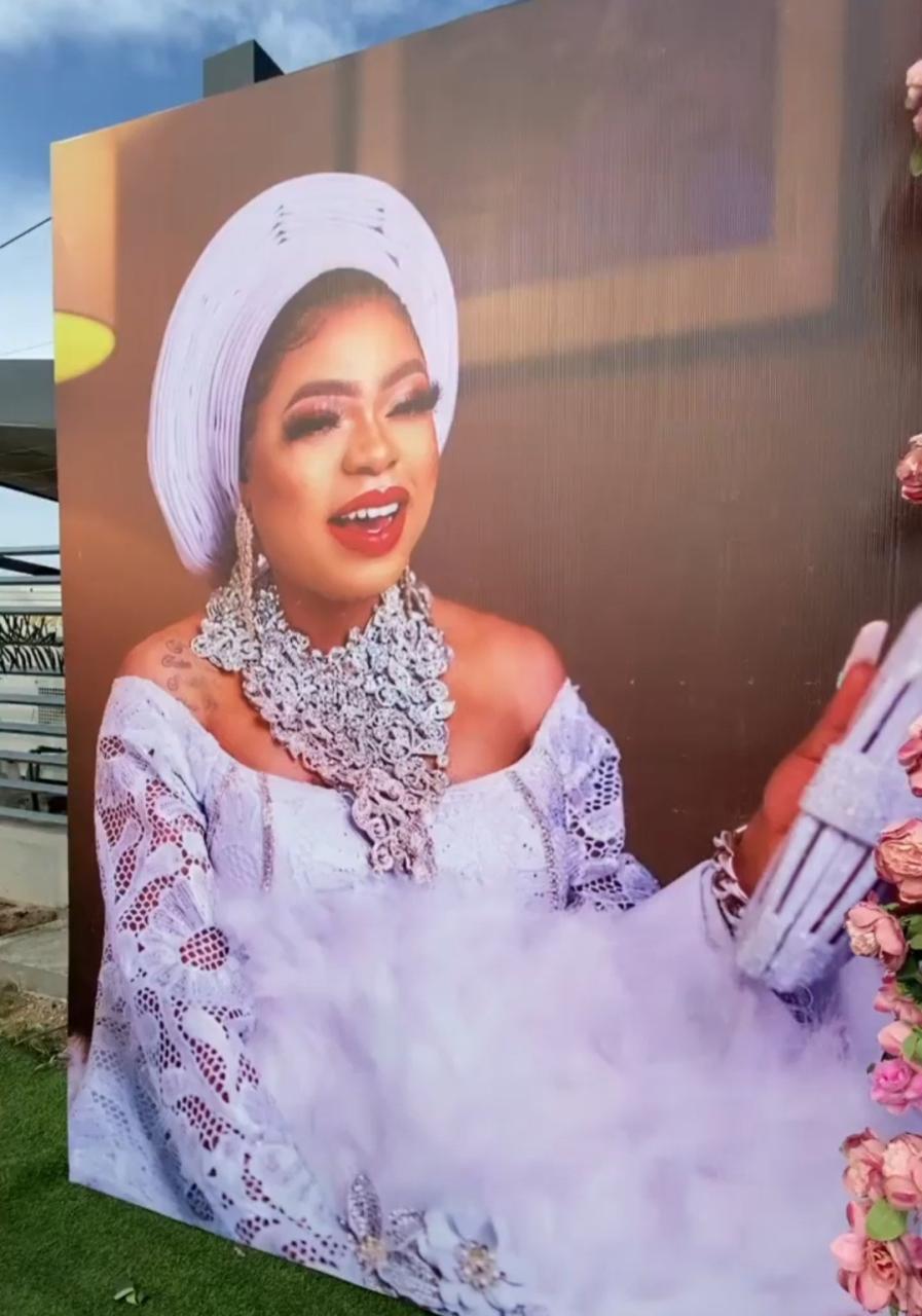 Bobrisky shows off gigantic cake and decorations set for his housewarming (video)