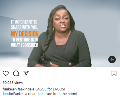 "I must now necessarily put my vibrant career on hold" Funke Akindele confirms she will be Lagos PDP Deputy Governorship candidate (video)