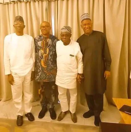 Peter Obi and Baba-Ahmed visit Obasanjo in Ogun (photos)