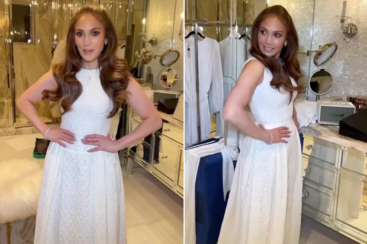 Jennifer Lopez wears wedding dress from ?old movie? to marry Ben Affleck