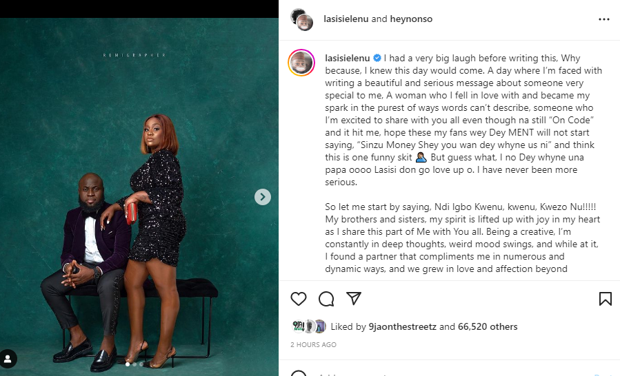 Skitmaker, Lasisi Elenu and actress Nonso Adika are engaged (photos/video)