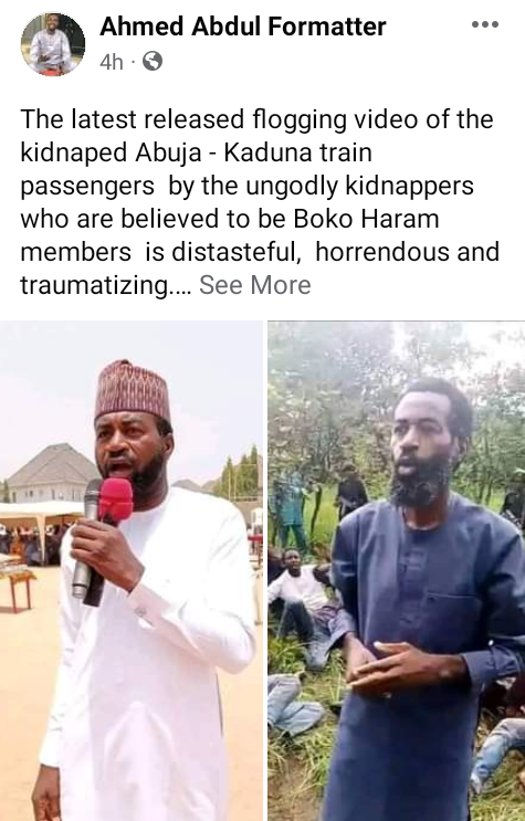 Kaduna train attack: Abducted passenger who spoke in new video released by terrorists identified as a lawyer, Hassan Usman