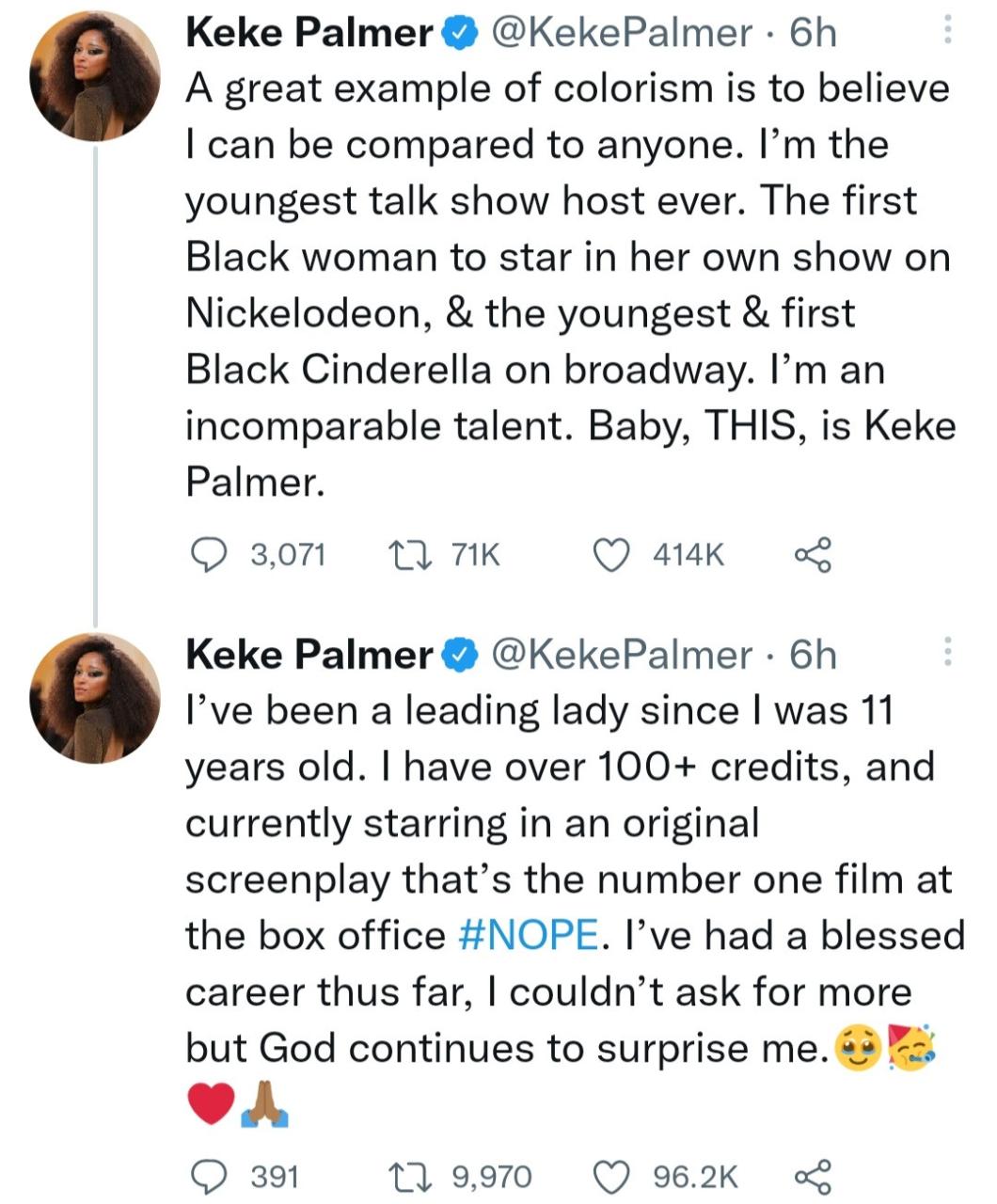 Keke Palmer reacts to comparisons drawn between her and Zendaya