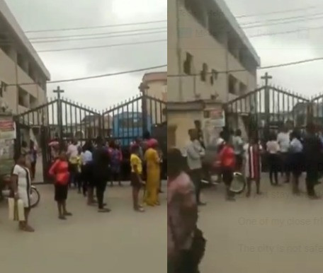 Touts allegedly disrupt PVC registration center and make away with the machine at St Brigid Catholic Church in Surulere (video)