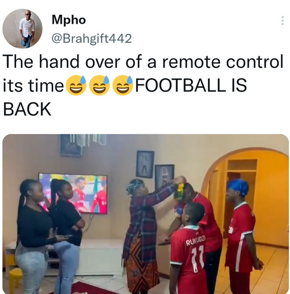 Family holds hand over ceremony with the women submitting the TV remote control to the men as the Premier League season starts (video)