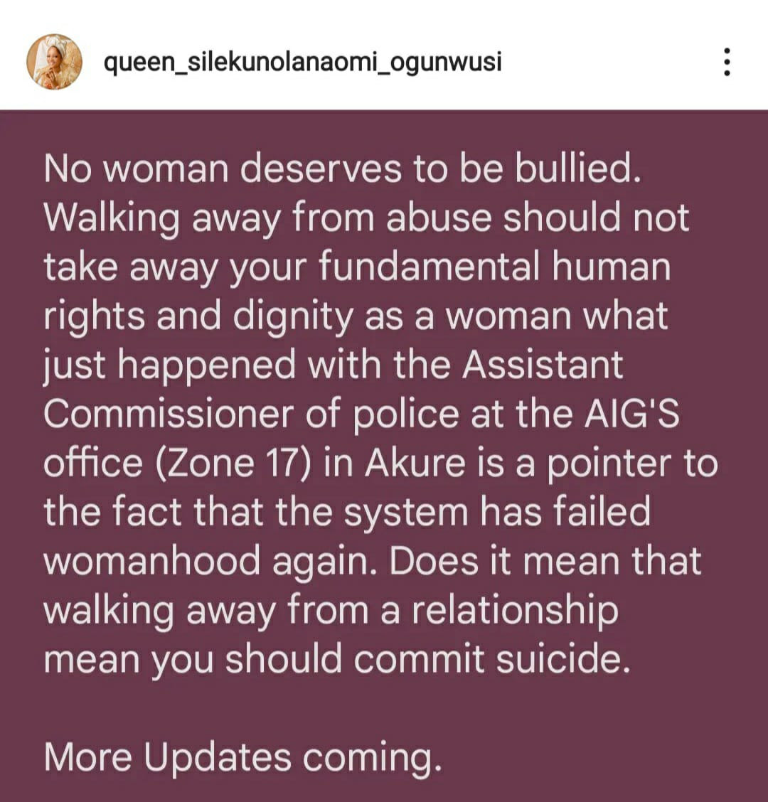 No woman deserves one percent of what you went through. Enough is enough