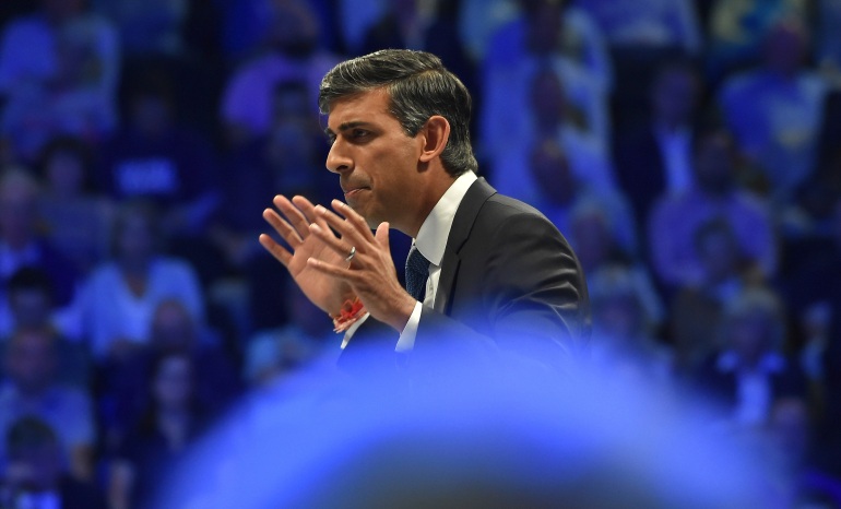 Rishi Sunak speaking at an election hustings