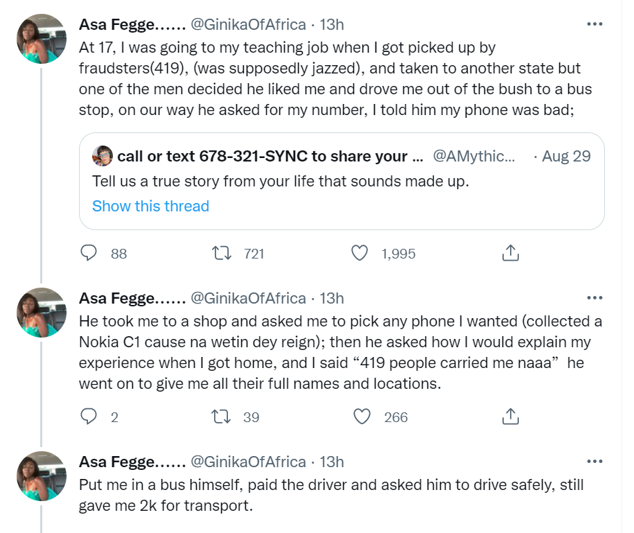 Nigerian lady narrates how one of her kidnappers saved her and bought her a phone