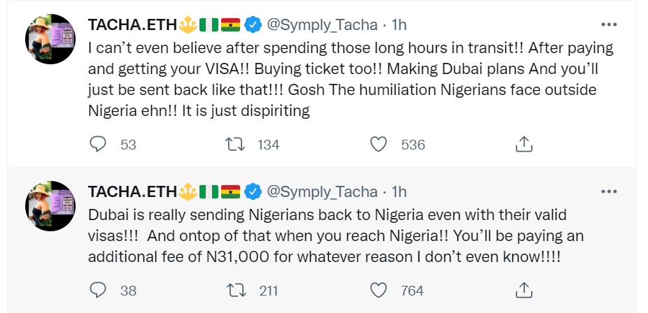 Tacha calls out Dubai officials for sending back Nigerian tourists with valid visas home