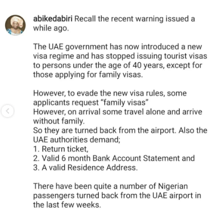 Abike Dabiri-Erewa speaks on why some Nigerians with valid visas have been turned back at the airport by UAE authorities