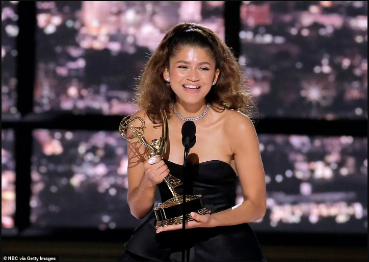 Zendaya makes history as youngest two-time Emmy winner as she accepts Outstanding Lead Actress gong for HBO