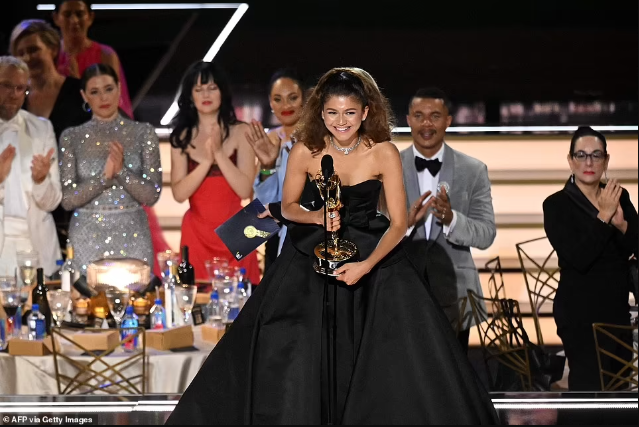 Zendaya makes history as youngest two-time Emmy winner as she accepts Outstanding Lead Actress gong for HBO