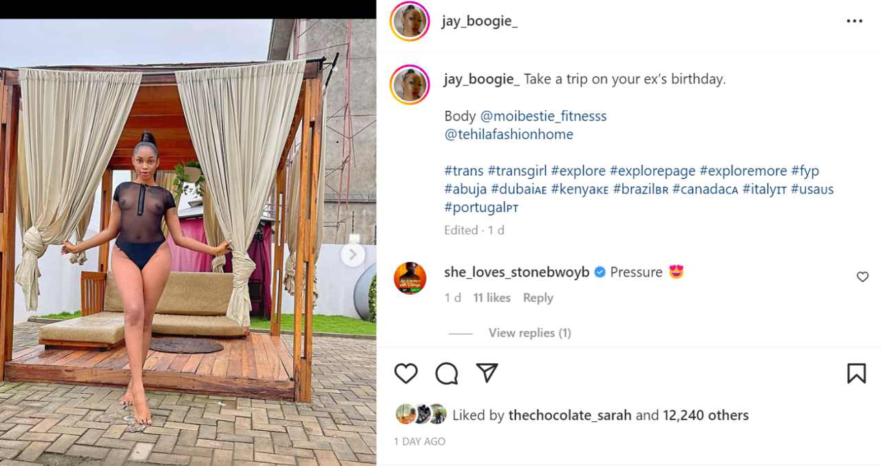 Nigerian crossdresser, Jay Boogie flashes growing 