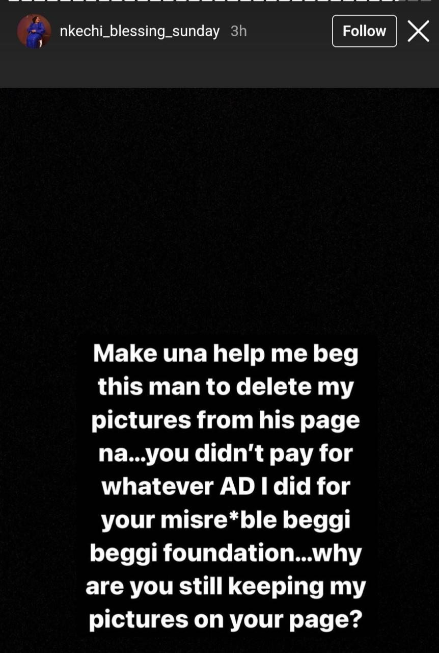 Nkechi Blessing Sunday hits back at Opeyemi David Falegan after he called her out on Instagram Live