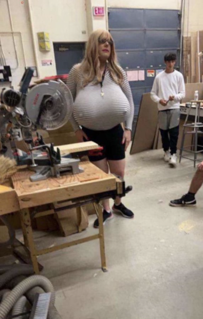 School defends trans teacher with big distracting fake breasts, says she 