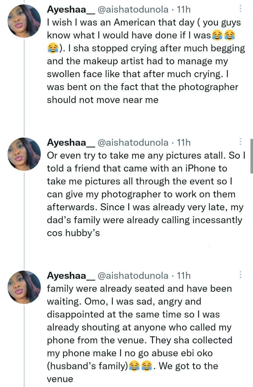 Between a Nigerian bride and her mum who kicked against her paying a photographer N55k to take pictures at her introduction