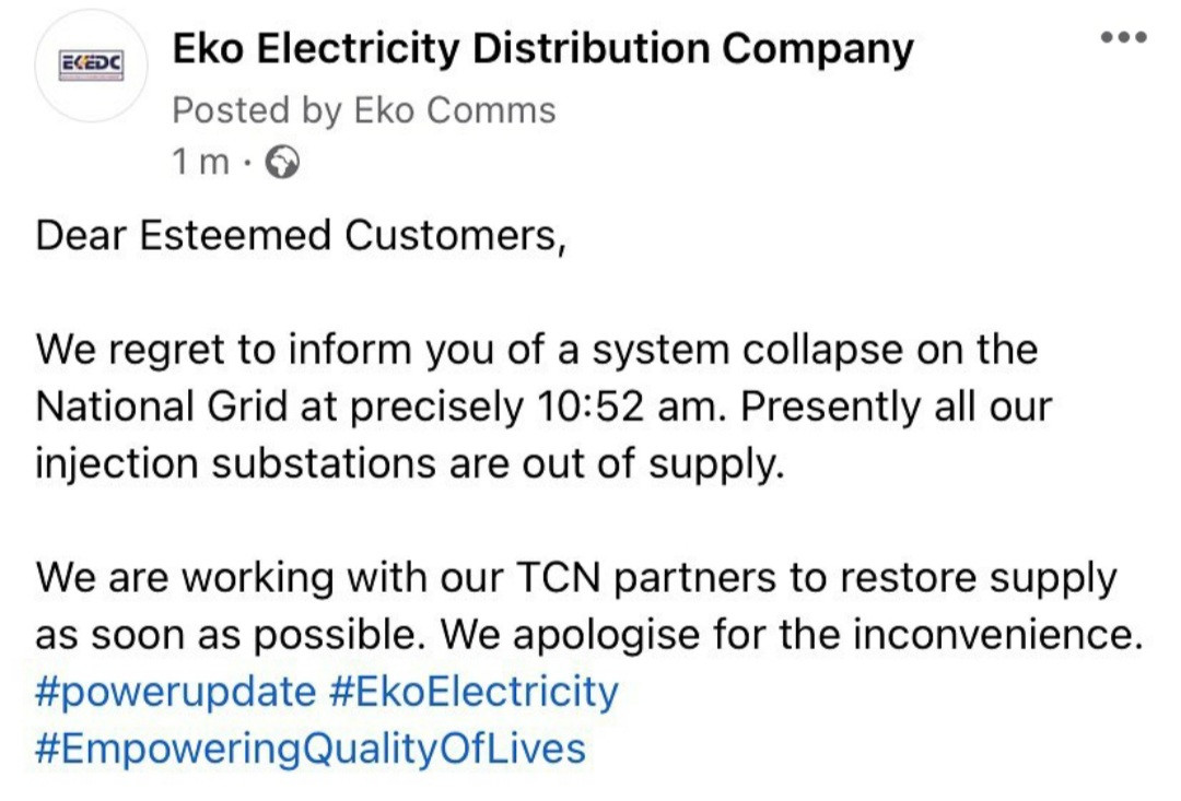 Blackout as National grid collapses for the sixth time this year