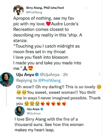 Nigerian academician, Prof. Uju Anya and her lesbian lover express love for each other on Twitter