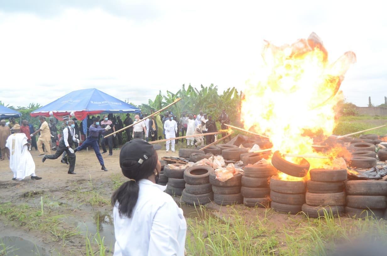 NDLEA sets ablaze N194b worth of cocaine recovered in Lagos warehouse 