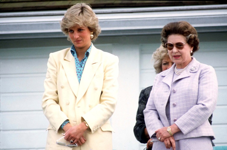 Princess Diana With Her Mother-in-law The Queen Watching Polo
