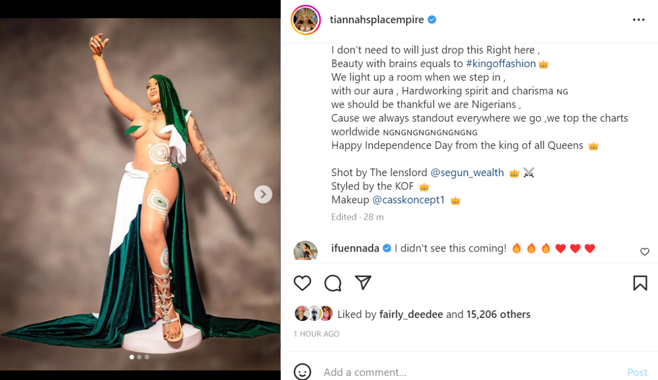Toyin Lawani poses semi-nude in Independence day photos