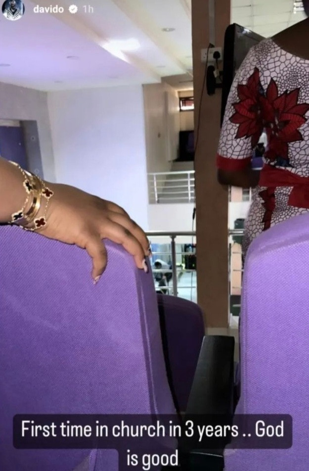 First time in church in 3 years - Davido writes as he attends Sunday service with Chioma