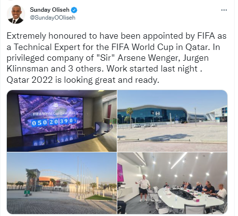 FIFA appoints former Super Eagles coach Sunday Oliseh as technical expert for 2023 World Cup in Qatar