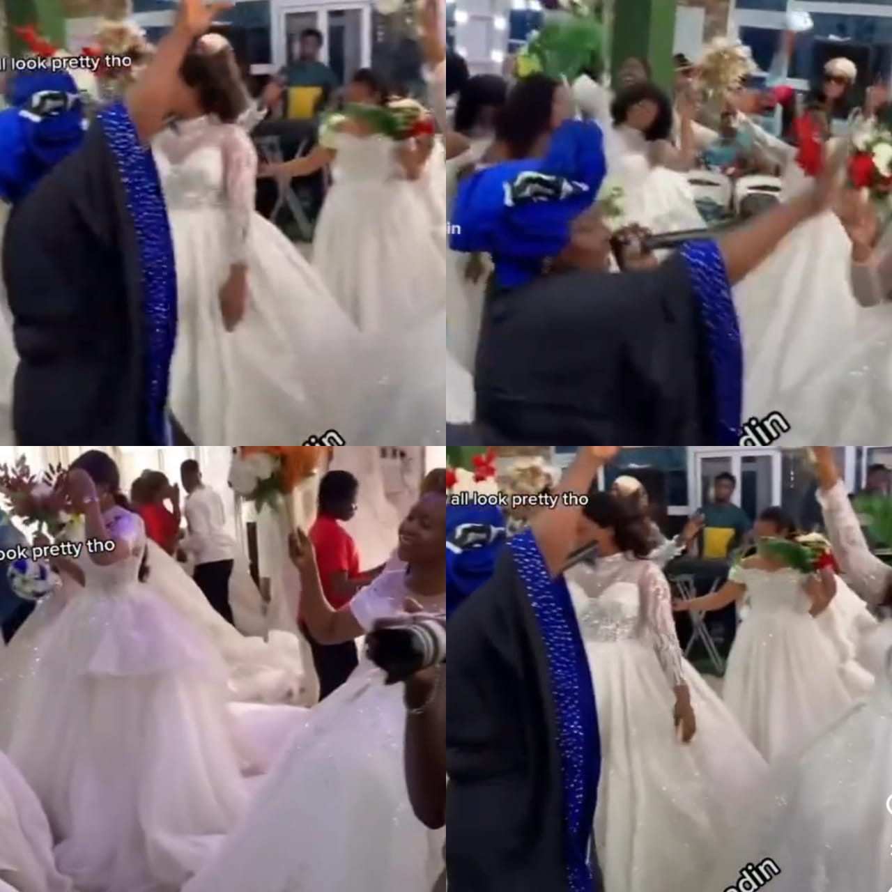 Single ladies searching for husbands attend church service in wedding gowns