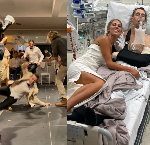 Groom ends up in hospital on wedding night after suffering horrific injuries while trying to show bride how much he loves her