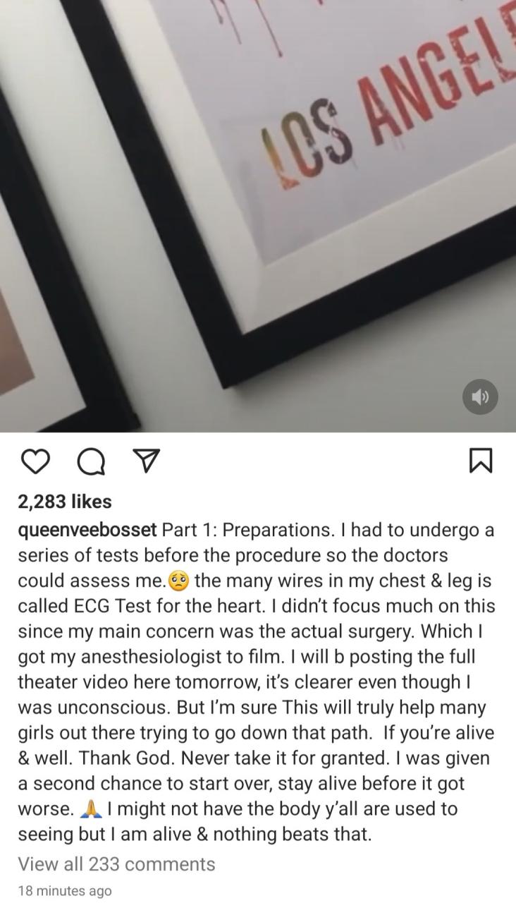 "I was given a second chance" Vera Sidika begs women again to avoid cosmetic surgery as she shares video from her reconstructive surgery experience 