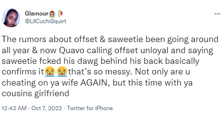 U.S. rapper, Quavo insinuates that Cardi B