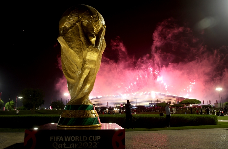 Fireworks go off over Al Bayt stadium