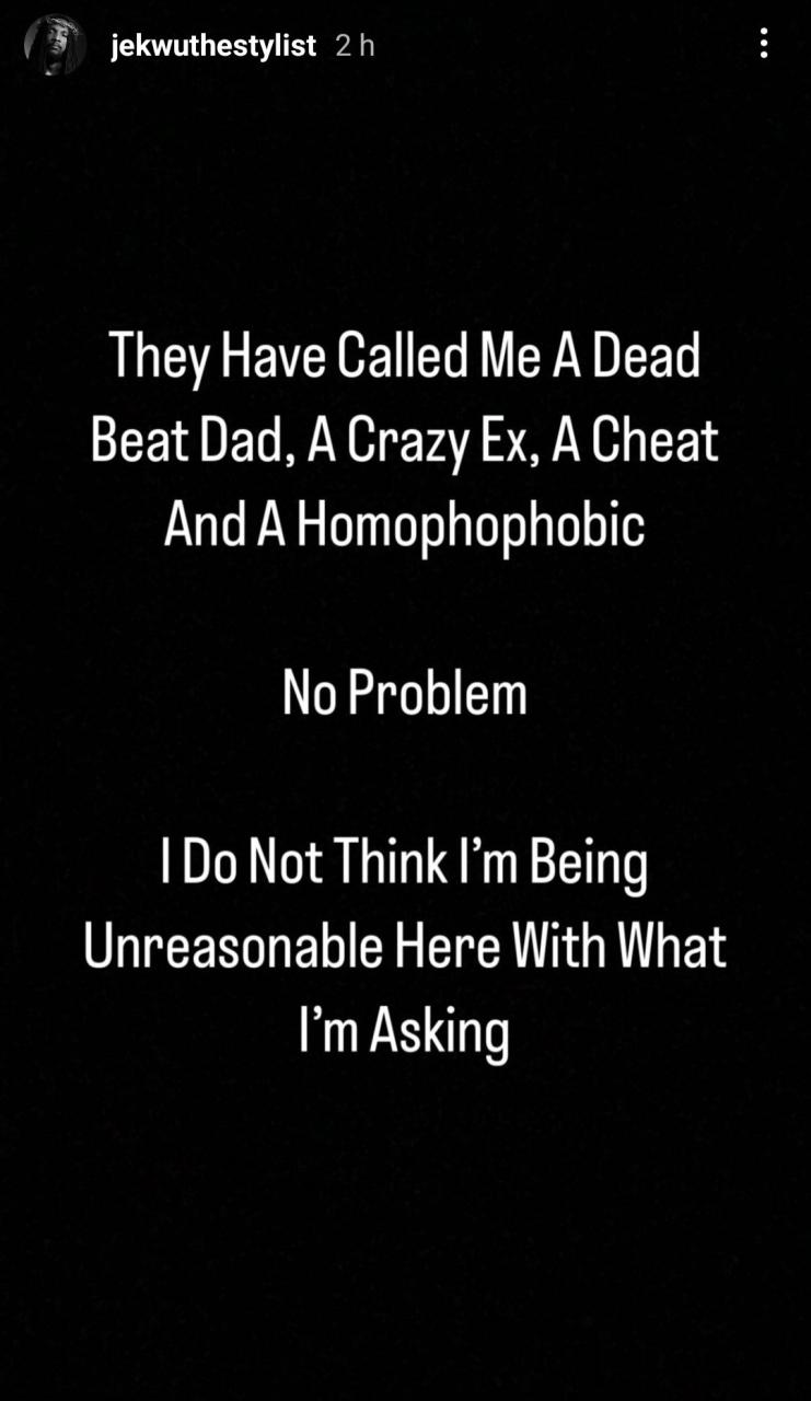 Jekwu The Stylist calls out his ex-wife, model Nikki Anyansi, for exposing their son to her lesbian relationship