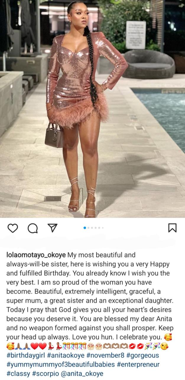 "My always-will-be-sister" Lola Omotayo celebrates former sister-in-law Anita Okoye
