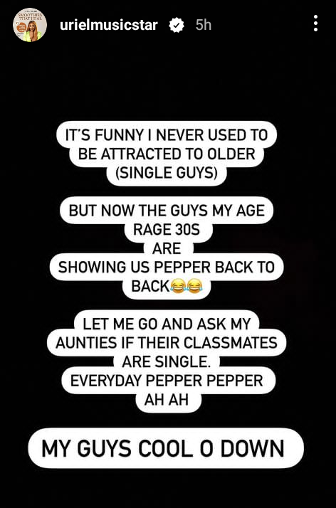 Guys in their 30s are showing us pepper - Uriel Oputa says she is now attracted to older men 
