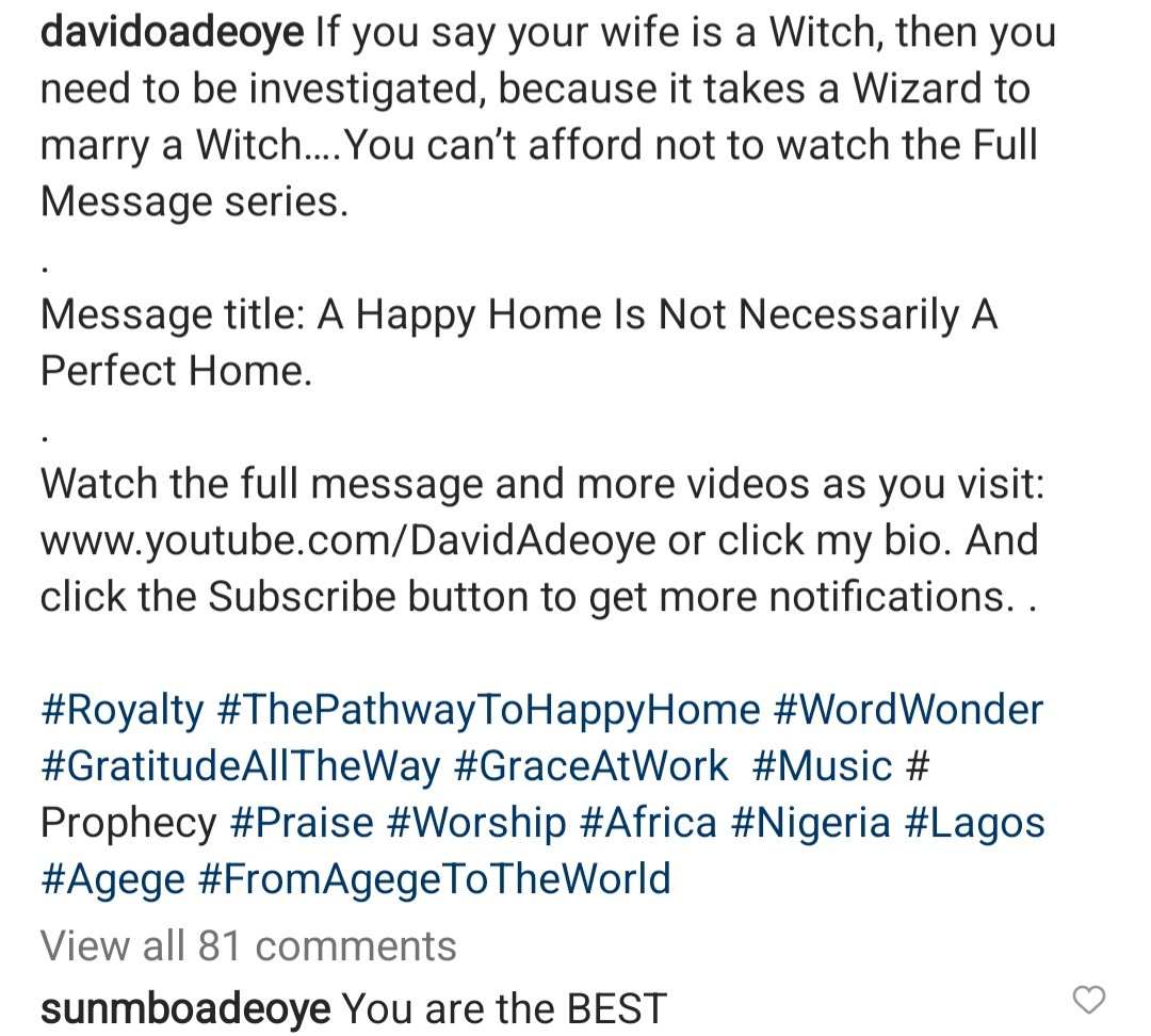 "Is it only women that have infertility problems?" Pastor David Adeoye questions why men don