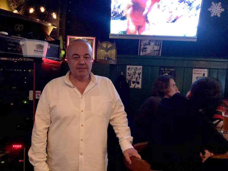 world cup match on television in a pub in istanbul