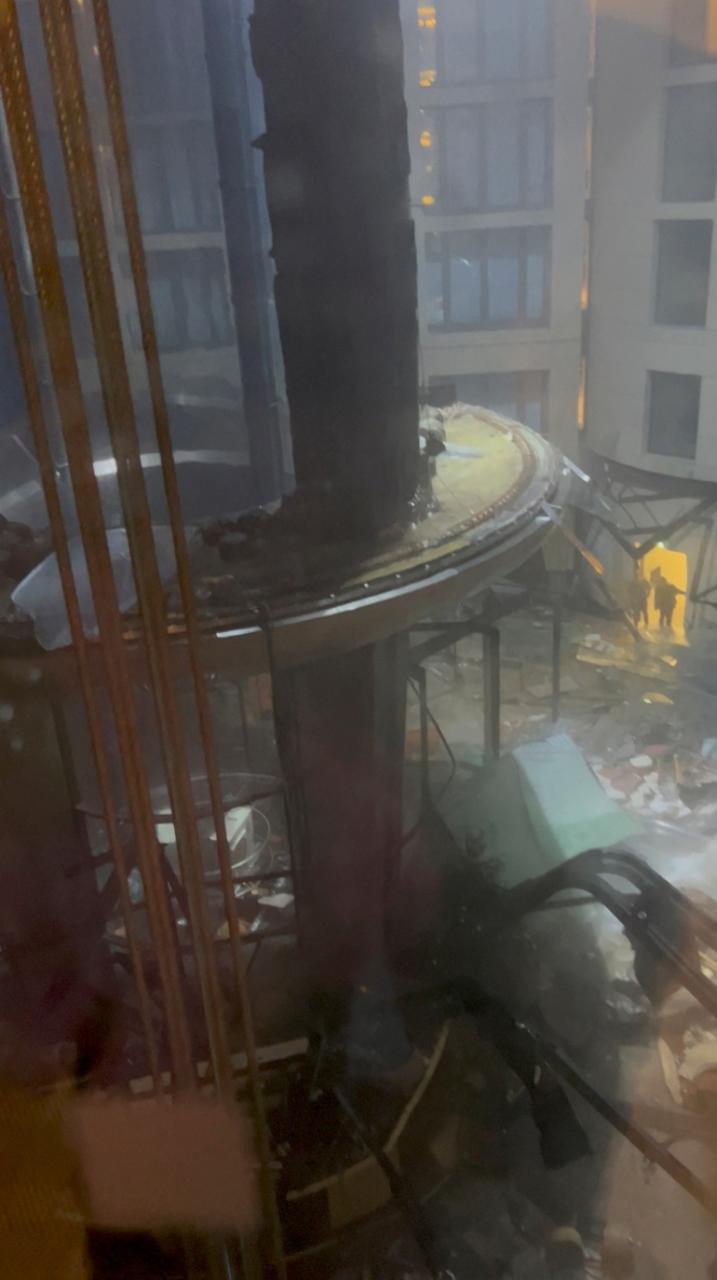 A view shows the AquaDom aquarium after it burst, in central Berlin