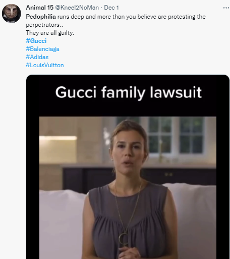 Woman destroys her entire Gucci collection over pedophilia accusation (video)